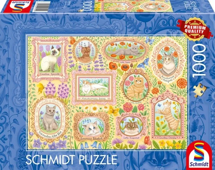 Schmidt Spiele Adelige Katzen in Blütenpracht (1000 Teile)