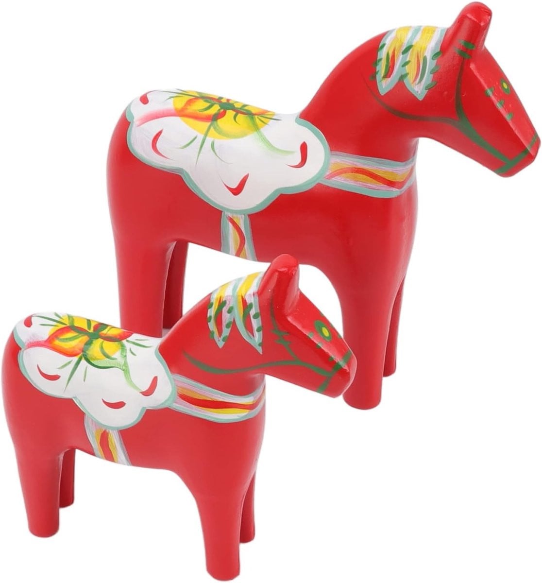 Handgemaakte Houten Dala Paarden - Fijn Houtsnijwerk voor Decoratie en Verzamelobjecten