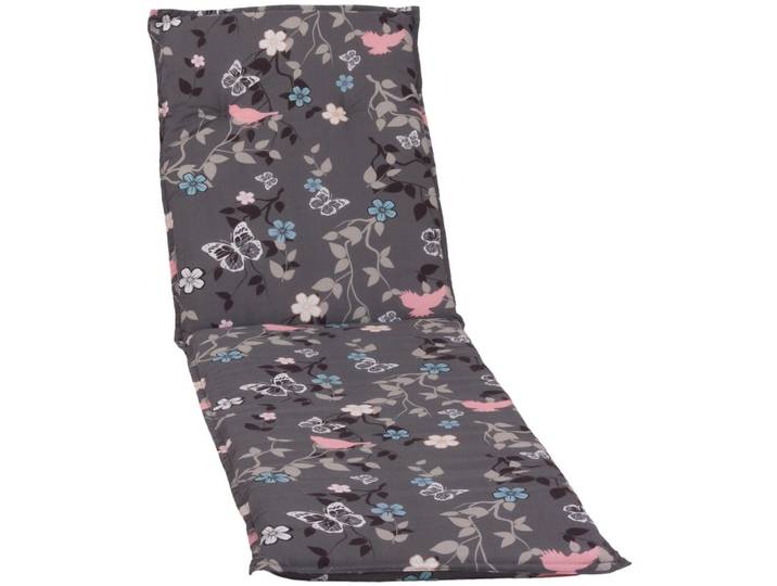 Gardenson Liegenauflage, Grau, Rosa, Textil, Blume, Füllung: Schaumstoff, Vlies, 60x6x193 cm, formstabil, für den Aussenbereich geeignet, mittels Bändern zu befestigen, mittels Gurtband zu befestigen, Gartenmöbel, Gartenkissen & Auflagen, Liegenauflagen