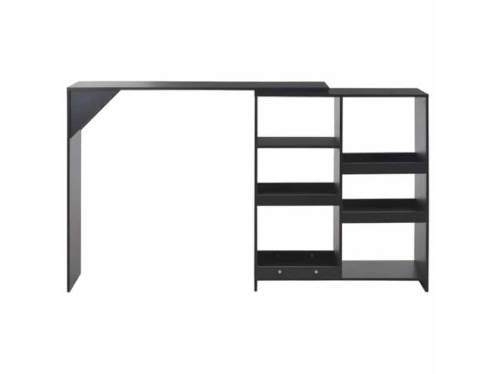 HBBMGYD Bartisch mit abnehmbarer Ablage, 138 x 39 x 110 cm, Schwarz Robustes Ingenieurholz, L-Rahmen, Verstärkungsdreieck, abnehmbare Ablage, modernes Design