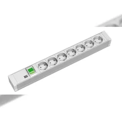 Bachmann 19"-Steckdosenleiste PVC 1,5HE, 7-fach, lichtgrau 2,0m, mit Schalter