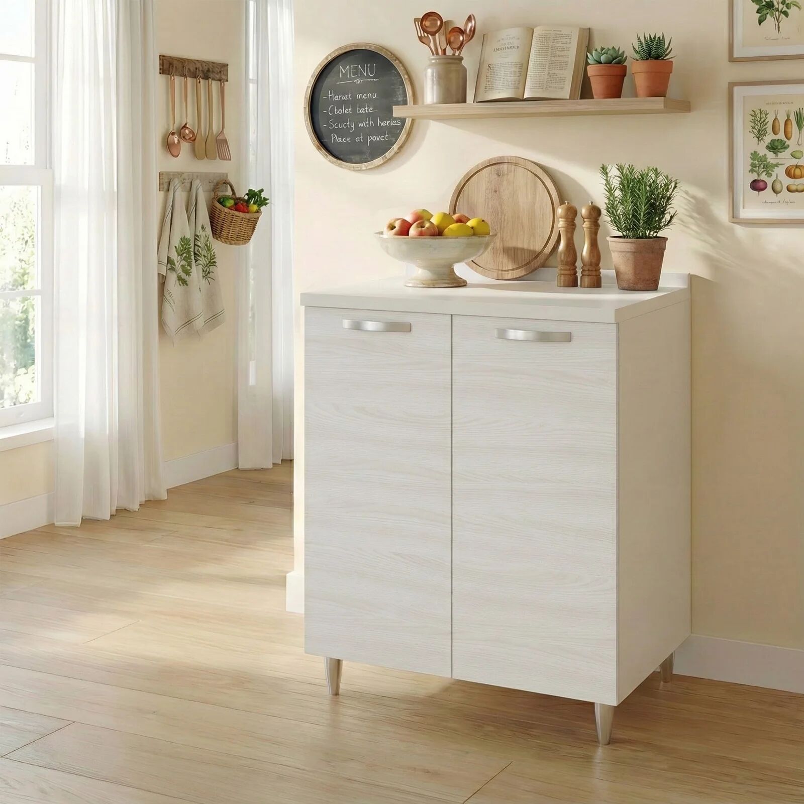 garneroarredamenti Mobile base cucina 80x86h cm 2 ante bianco frassinato Talise