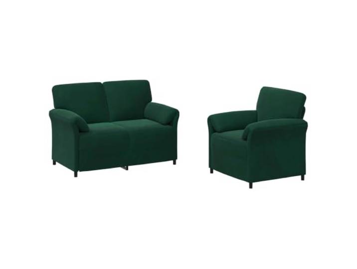 2-teiliges Sofa aus Samt, Dunkelgrün, mit modernem Metallgestell Klare Linien, vielseitiger Stil, Schaumstofffüllung, gemütliche Rückenlehne, schnelle Montage, einfache Pflege