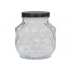 Chic Antique Aufbewahrungsglas mit Diamantenschliff, H17,5/D16 cm, klar