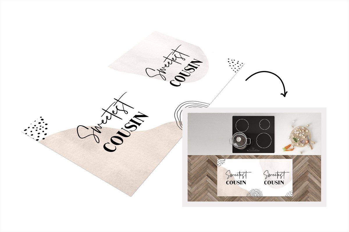 Keukenloper Vinyl met Quotes Love Familie Cousin - 120 x 60 cm