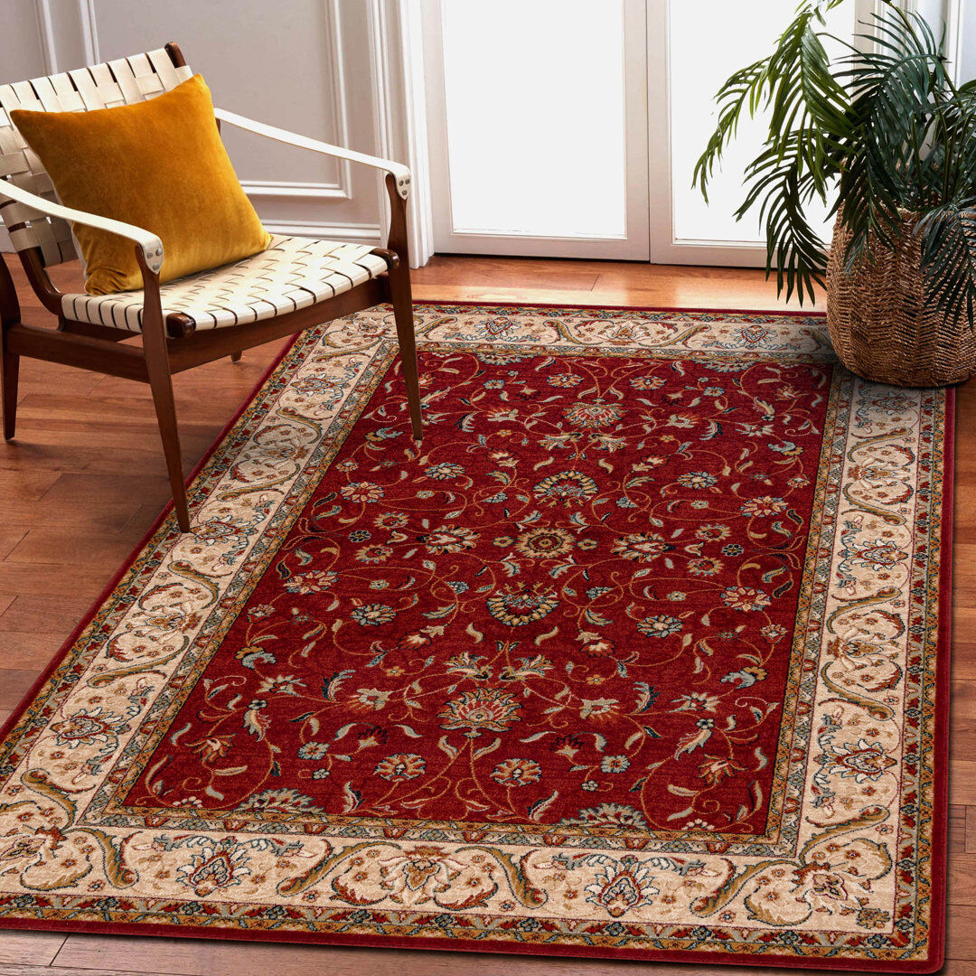 Rosalind Wheeler Derverdine Oriental Wool Area Rug Red Rectangle 235 x 350cm