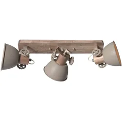 Mexlite Strahler 3-fl. "Gearwood" 2133TA Taupe + Holz STE-2133TA