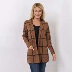 EVA LUTZ Cardigan offene Front Jacquard figurumspielend