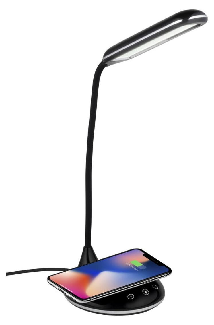 Grundig Tafellamp met Draadloze Oplader en LED-verlichting, Dimbaar met Touch Control en 3 Lichtkleuren, USB-C