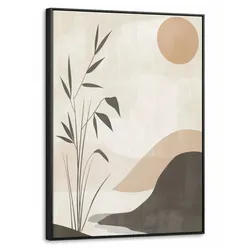 LEINWAND Bilder mit Rahmen - Japandi - Landschaft - Beige - 50x70