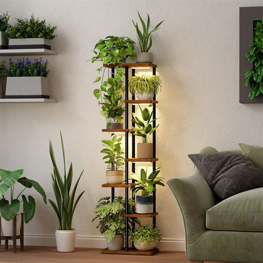 Borough Wharf Plant Stand 7 Tier Brown;Black 138.43cm H X 39.88cm L X 23.62cm D
