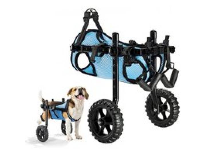 VEVOR Fauteuil Roulant pour Chien Pattes Arrières Chariot à 2 Roues Léger, Réglable en Hauteur, Largeur, Longueur, avec Roues Amortissantes, pour Chiens Blessés et Handicapés de 10 kg Max, Taille S