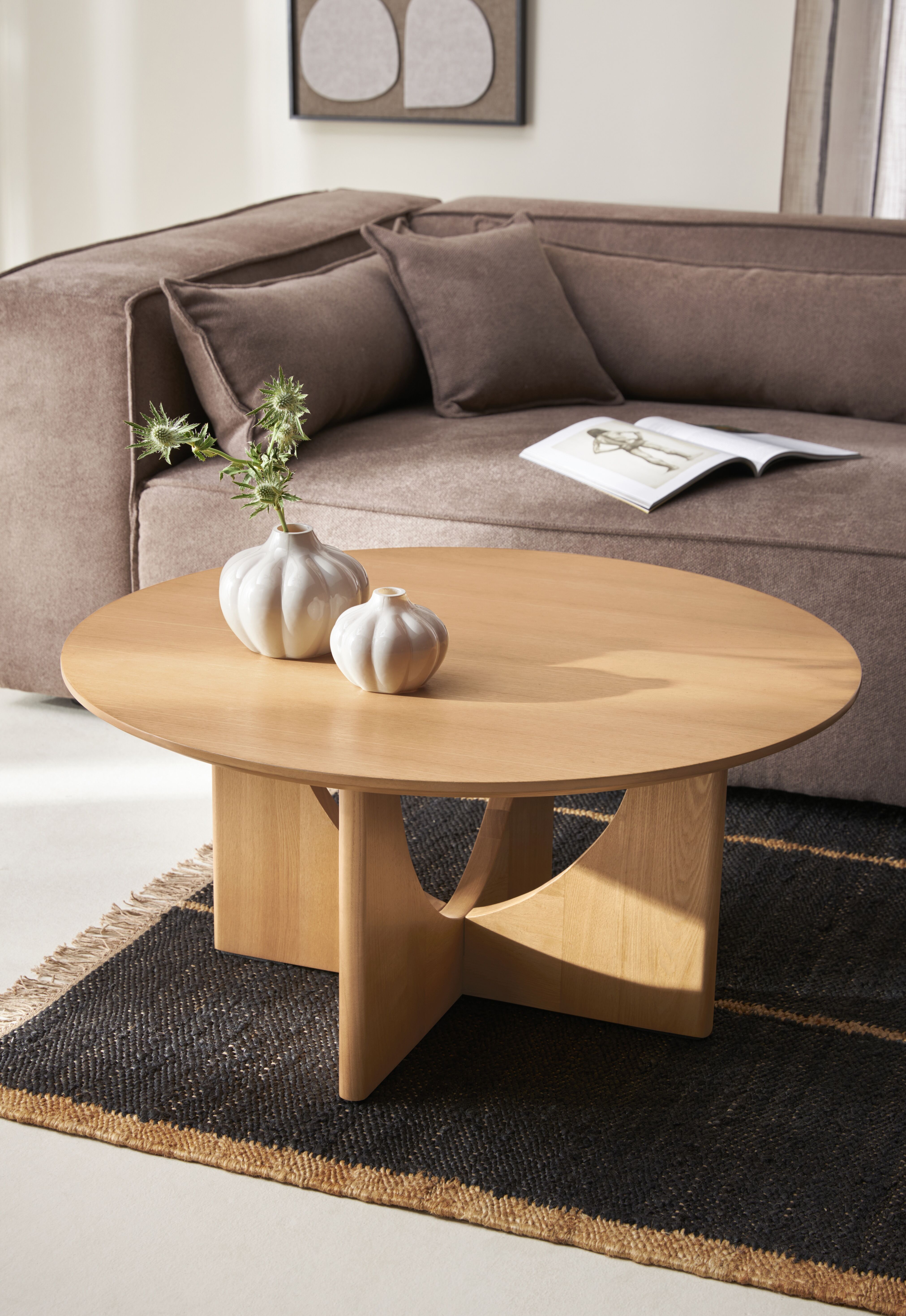 Couchtisch "Zirella", braun (natural, natural, natural), B:85cm H:40cm T:85cm, LEGER HOME BY LENA GERCKE, Tische, Couchtisch, massives Eschenholz, markantes Kreuzfuss-Design, Breite 85 cm natural, natural, natural B/H/T: 85cm x 40cm x 85cm