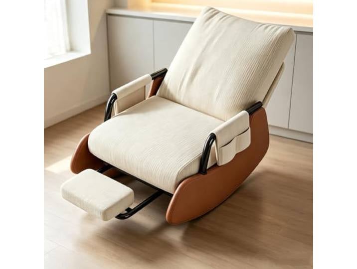 LCNDKF Gemütlicher Schaukelsessel - mit Integrierter Fußablage Schaukelnder Komfortsessel mit tiefer Sitzfläche 60x60cm und Rückenunterstützung für Lesestunden.