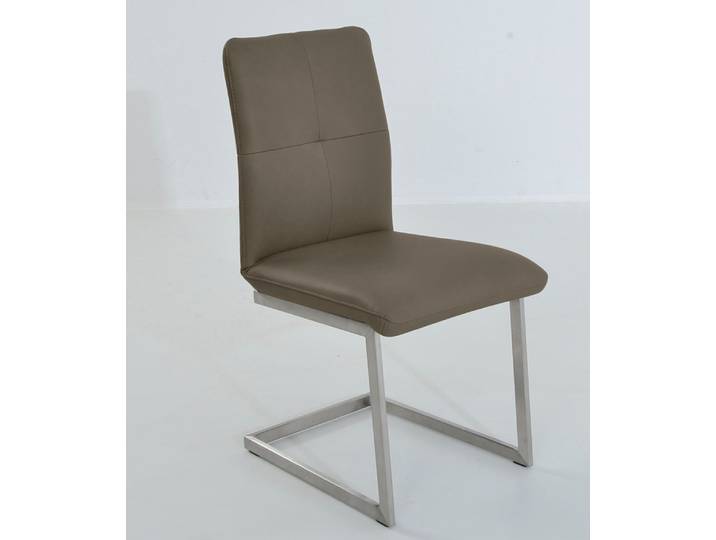Freischwinger K+W, Leder CLOUD, Kaktus, 46×90 cm, Hochkantrohr Edelstahloptik, Modern