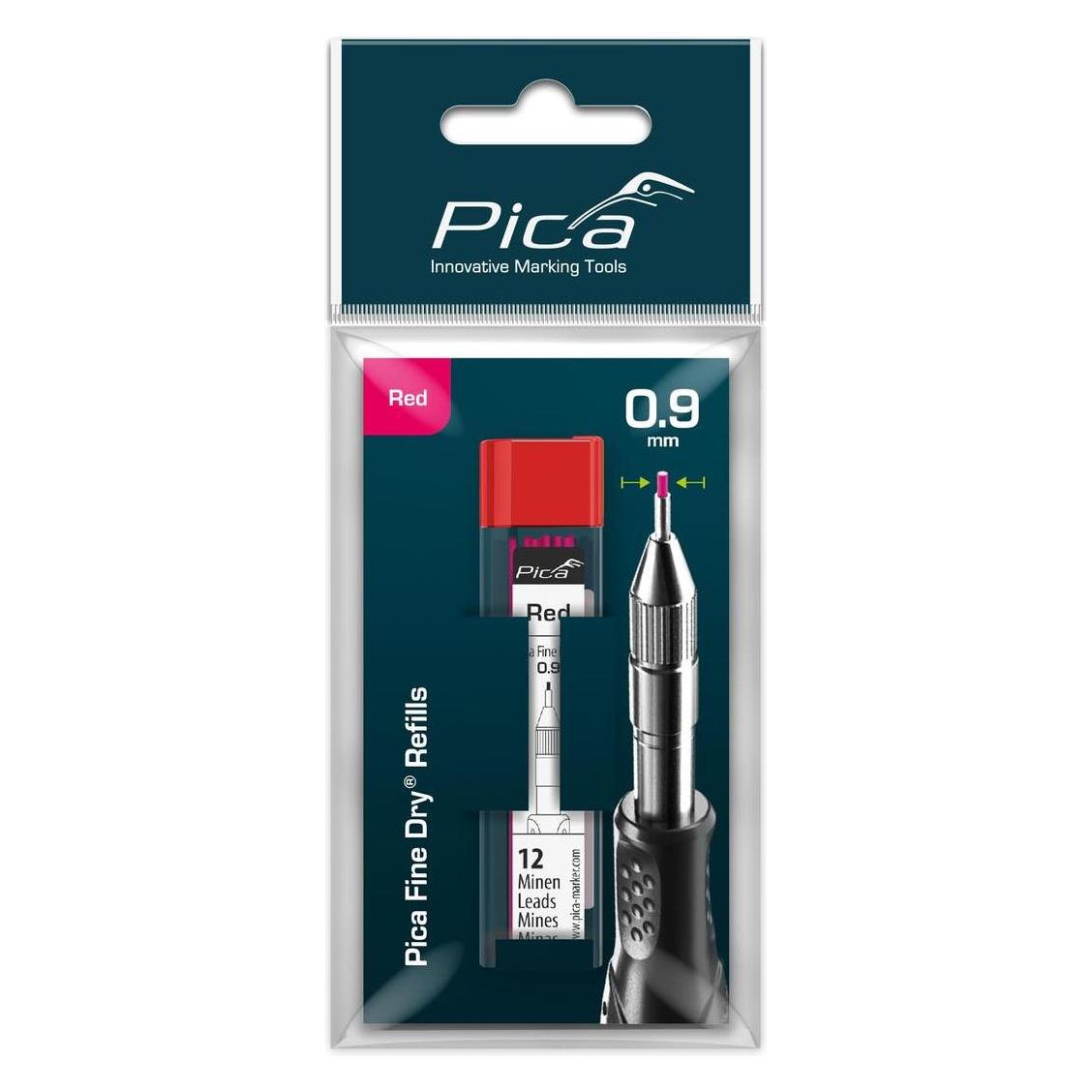 Pica Fine-Dry Minen-Set rot - SB (12 Stk., 0.90 mm) (7031/SB)