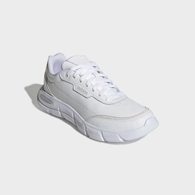 Walkingschuh ADIDAS SPORTSWEAR "CLOUDFOAM FLEX SMART CASUAL", Herren, Gr. 44, weiß (cloud weiß, grau one, grau two), Leder, Synthetik, Schuhe Walkingschuh