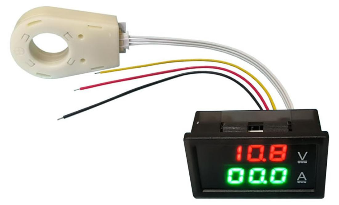 Selius DC Volt Ampèremeter 5-100V 100A Dual Display Stroom Spanningsmeter met Hall Effect Sensor