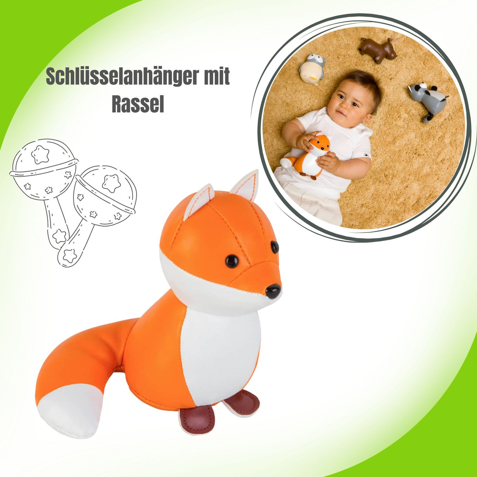 Little Big Friends Knuffel met rammelaar Richard de vos