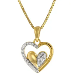 trendor 41206 Damen-Halskette mit Anhänger Gold auf Silber Herz mit Zirkonia, 40 cm