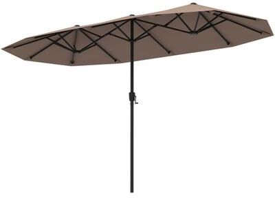 Costway 13 FT Large Patio Umbrella Outdoor Double-Sided Table Market Umbrella with Crank Handle-Coffee