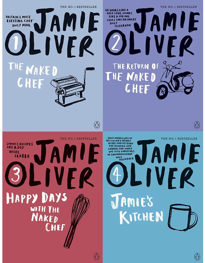 Michael Joseph (Penguin) Jamie Oliver 4 Books Collection Set - The Naked Chef, Return of the Naked Chef, Happy Days, Jamie's Kitchen - Paperback Cookery Set