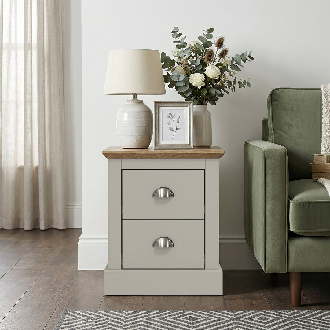Brambly Cottage Sufy Octave Manufactured Wood Bedside Table Light Grey 55.2cm H X 45.9cm W X 39.5cm D