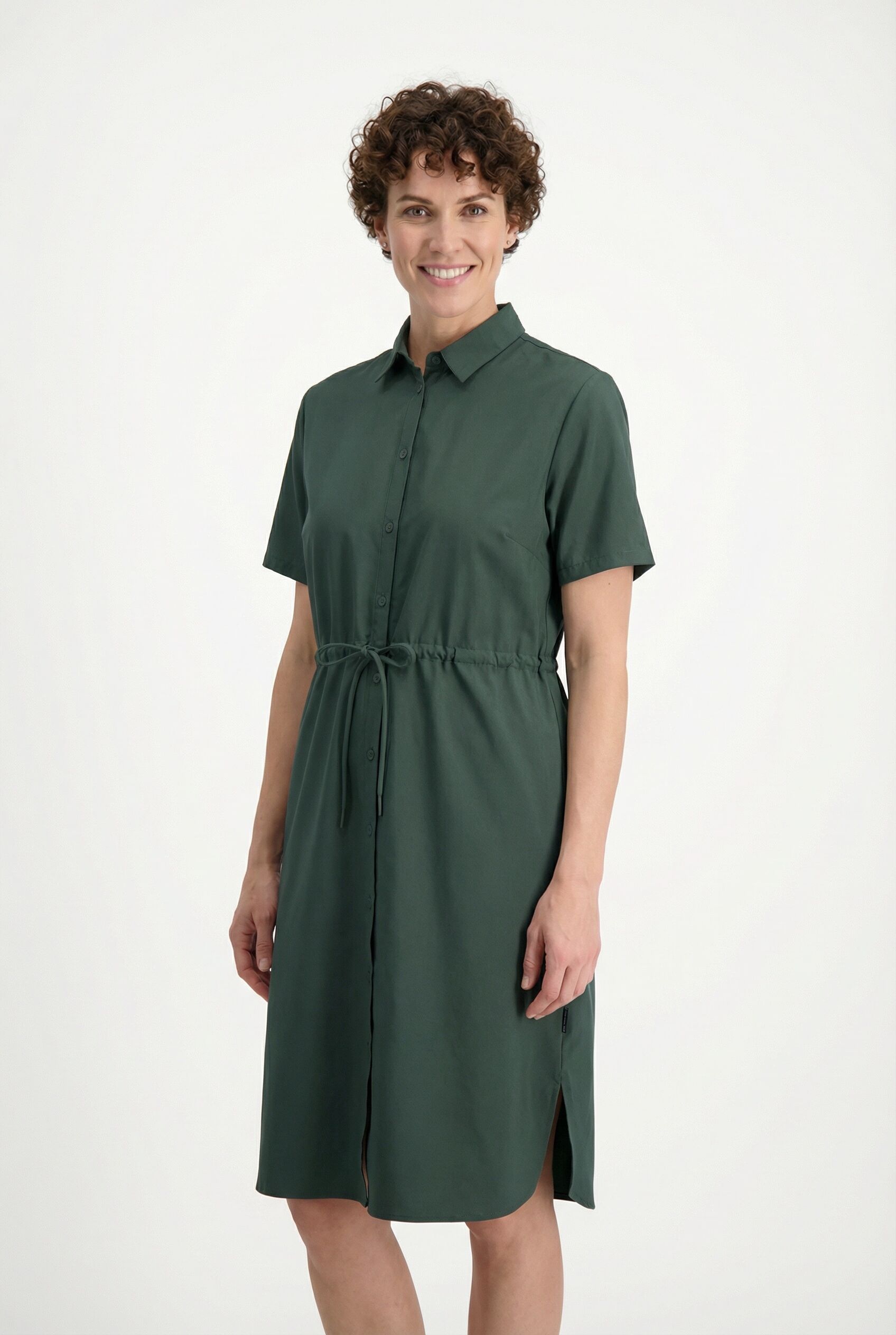 Sommerkleid JACK WOLFSKIN "WAIMEA DRESS W", Damen, Gr. XS (34), N-Gr, grün (sago palm), Obermaterial: 100% Polyester, Kleider Sommerkleid, hauchdünnes Material, mit Stretchkomfort, aus Polyester