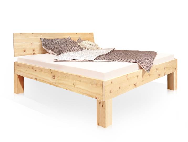 ZABINO 4-Fuß-Zirbenbett mit Kopfteil, Material Massivholz, 180
