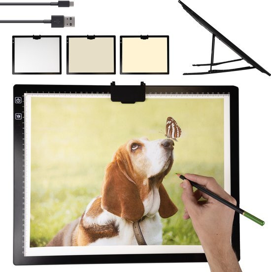 Crafts&Co Lightpad A3 oplaadbaar lichtpaneel voor diamond painting en tekenen - Zwart