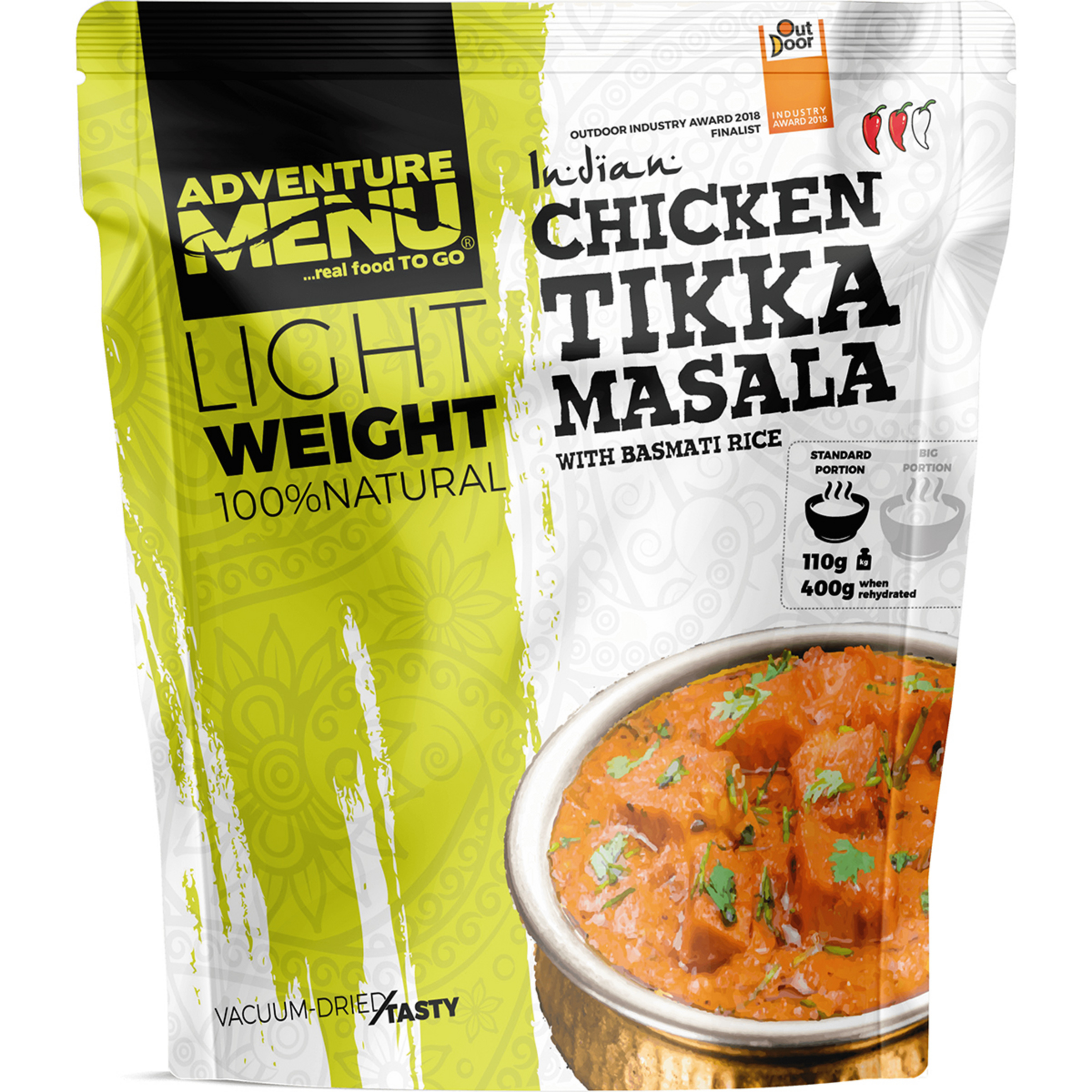 Adventure Menu Hühnchen Tikka Masala mit Basmatireis Trekkingnahrung Größe 120G