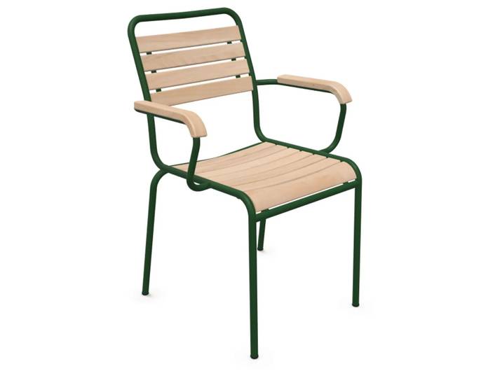 Holzlatten-Stuhl Rigi mit Armlehnen von Schaffner / Farbe: Natur / Grösse: 59 x 61 cm