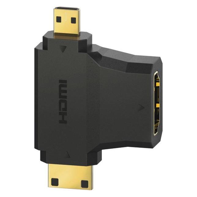 Hama HDMI-Adapter, Typ-A-Kupplung - Typ C (Mini)-/D (Micro)-Stecker, vergoldet (00305020)