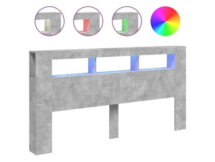 Tête de lit - AKOZON - 200x18 5x103 5cm - Bois d'ingénierie - LED RVB - Design contemporain