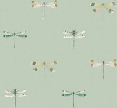 Sophie Allport Watercolour Dragonfly Pale Sprig Wallpaper - N/A