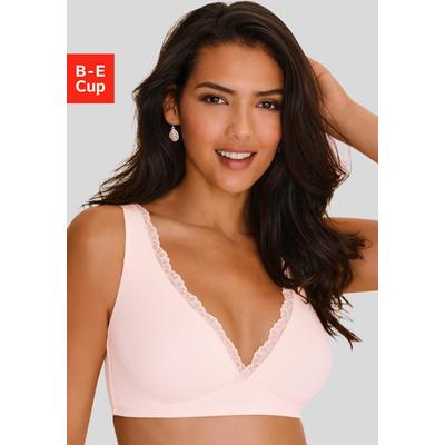 Bralette-BH "BH ohne Bügel, Baumwoll-BH, Bralette, Soft-BH", Damen, Gr. 70, Cup B, rosa (puder, kupfer), Trikot, Obermaterial: 80% Baumwolle, 10% Elasthan, 10% Polyamid, PETITE FLEUR BY LASCANA, Basic, BHs, im High-Apex-Design, bequemer BH, große...