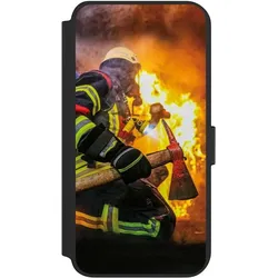 Nivocase Klapphülle für Samsung Galaxy S23+ Handyhülle aus Kunst Leder NIVOflip schwarz Feuer Feuerwehr (Samsung Galaxy S23+), Smartphone Hülle, Schwarz