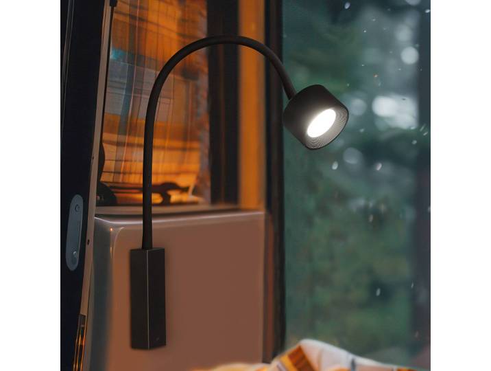 LED-wandlamp Magnetic, dimbaar, zwart, Slaapkamer, metaal, LED wandlamp