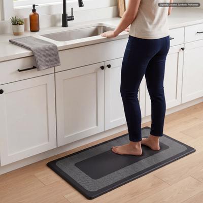 Chef Gear Hettie Herringbone Border Wellness Kitchen Mats