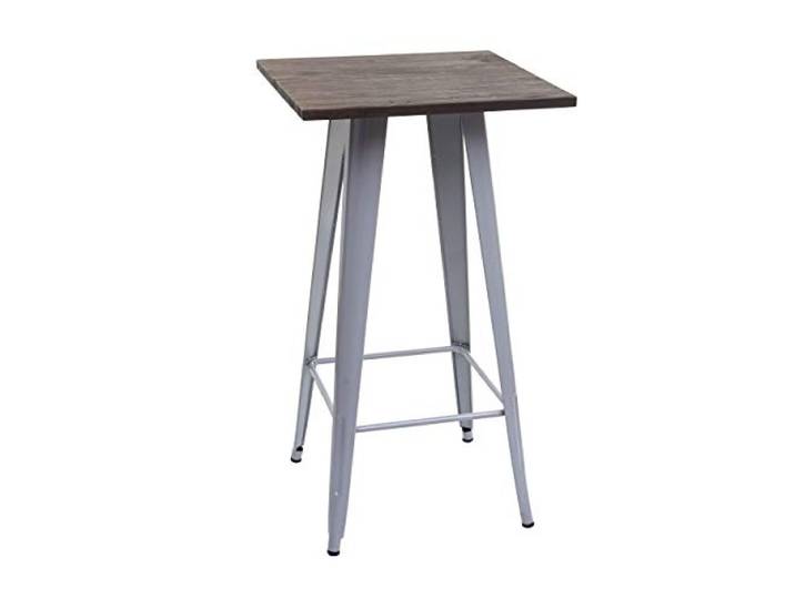 CHEFGASTRO Stehtisch inkl. Holz-Tischplatte HxBxT 107x60x60cm Metall Industriedesign Grau Bistrotisch Bartisch