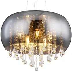 Kristall Decken Pendel Leuchte Wohn Ess Zimmer Beleuchtung Chrom Design Hänge Lampe rauch