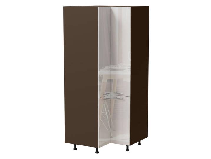 Feldmann-Wohnen Eckvorratsschrank Essen D24N/207 Weiß Hochglanz / Lava Matt 90 / 90 / 207cm, Weiß Hochglanz, Dunkelgrau, 90x207x90 cm, Küchen, Küchenmöbel