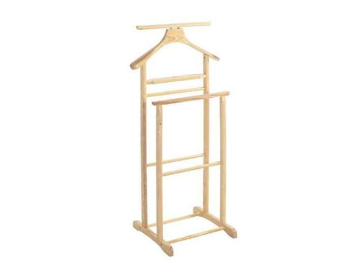 Valet de nuit double valet de chambre en bois massif hévéa coloris naturel - longueur 47 x profondeur 36 x hauteur 102 cm