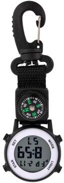 Multisell Products Hub Vintage Carabiner Pocket Watch With Compass, Waterproof Quartz Hiking Clip Watch black