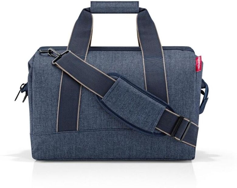 Umhängetasche REISENTHEL "Allrounder M Herringbone", Damen, Gr. B/H/T: 43cm x 24cm, blau, Polyester, Taschen Umhängetasche blau B/H/T: 43cm x 24cm