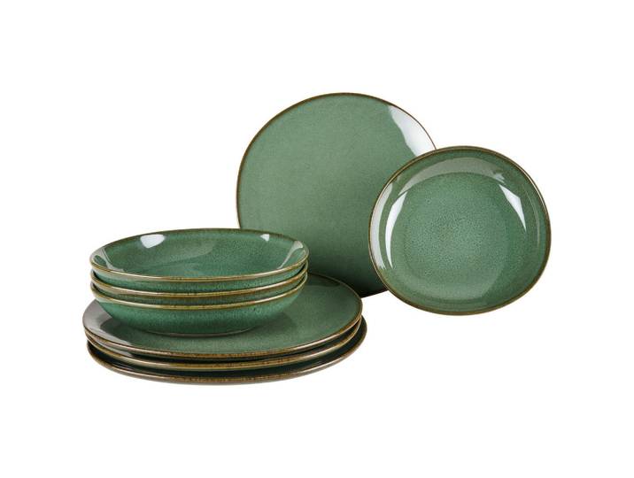 Villeroy & Boch Tafelservice Lave Vert, Dunkelgrün, Keramik, 8-teilig, Uni, 19.4x32.x34.5 cm, hitzebeständig, stoßfest, robust, Geschirr, Geschirrsets, Tafelservice