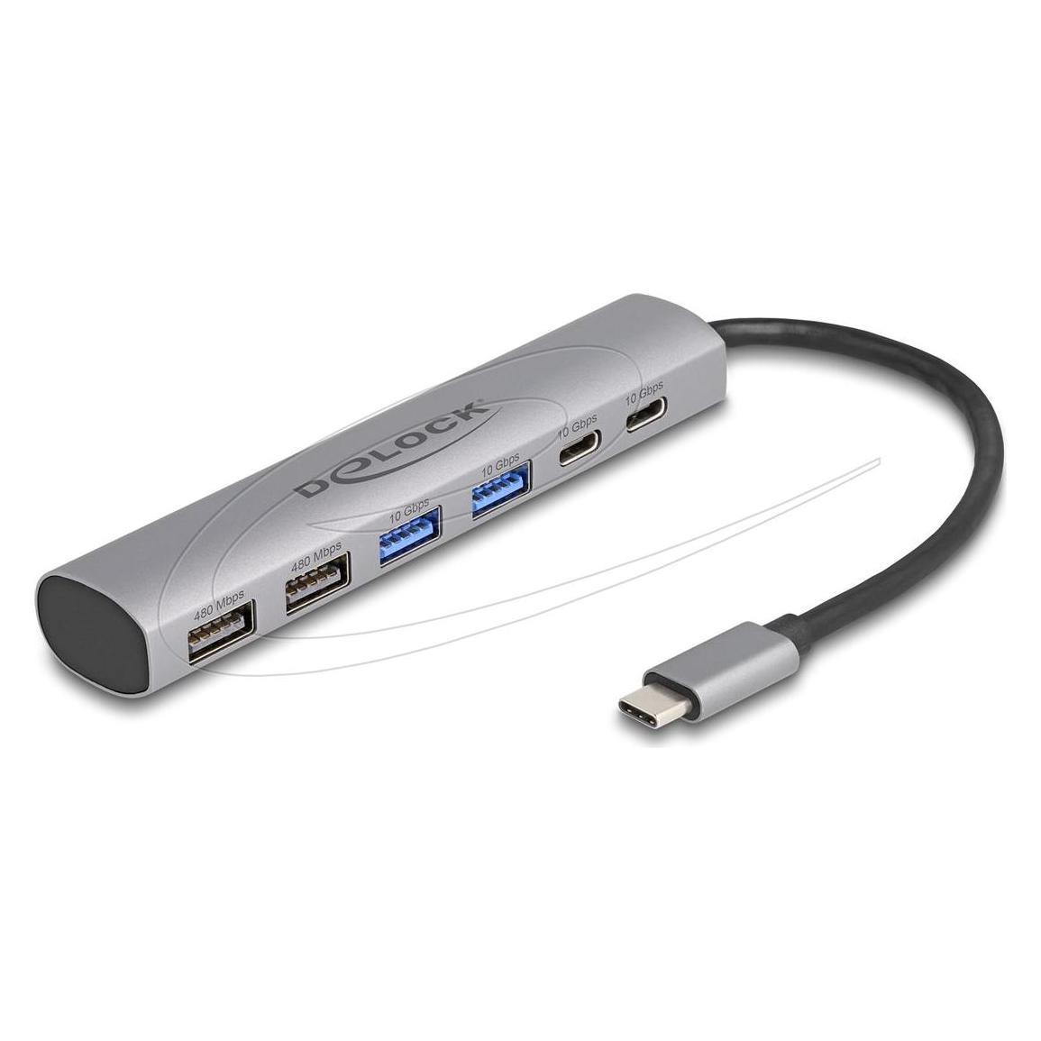 Delock USB Hub (USB-A, USB-C, 6 Ports) (64232)