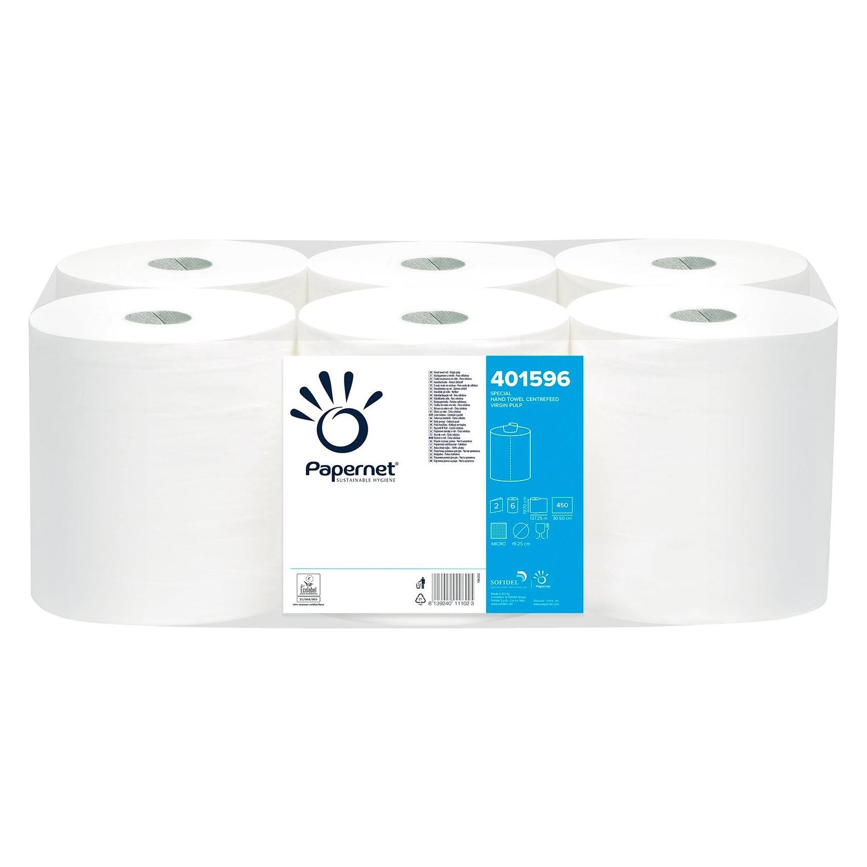 Papernet 401596 Papierhandtuch 450 Blatt 37,25 m Zellulose Weiss (6x) (401596)
