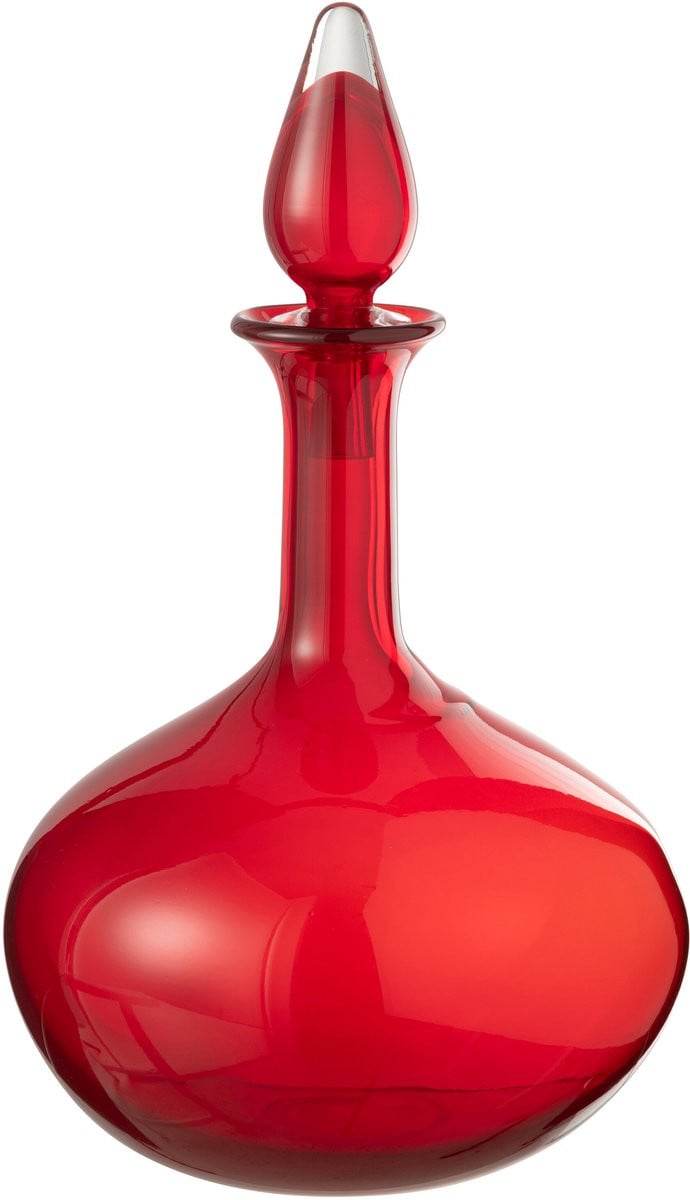 J-Line vaas met stop voor flessen, glas, rood, Ø 26.5 cm