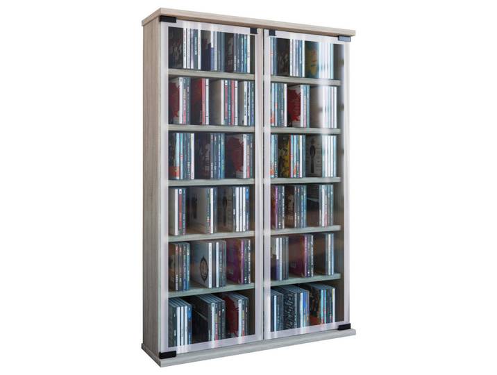 Mid.you Cd-Regal, Eichefarben, Glas, Holzwerkstoff, 10 Fächer, 60x92x18 cm, Wohnzimmer, TV Möbel, CD-Regale